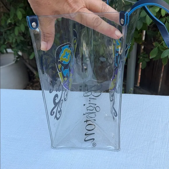 BRIGHTON SUMMER HEART Clear Plastic Navy Leather Straps Tote Purse.💙 - Picture 5 of 17